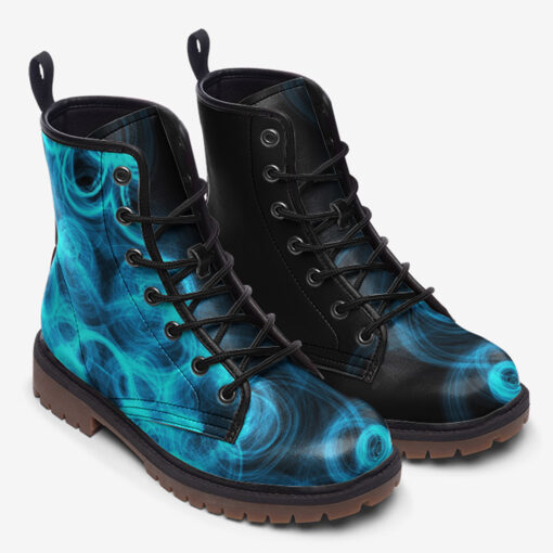 Blue Neon Waves Trendy Leather Boots - Image 2