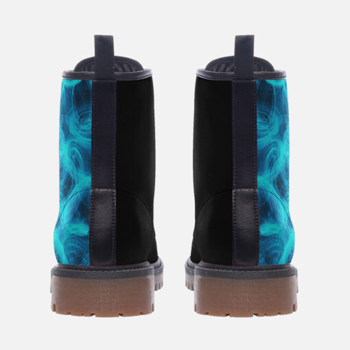 Blue Neon Waves Trendy Leather Boots - Image 4