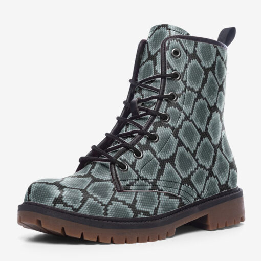 Blue Snake Skin Ornament Trendy Leather Boots - Image 3