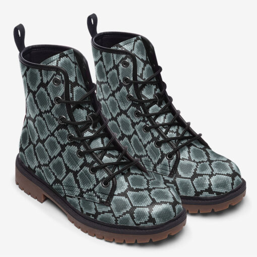 Blue Snake Skin Ornament Trendy Leather Boots - Image 2