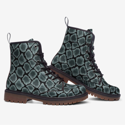 Blue Snake Skin Ornament Trendy Leather Boots