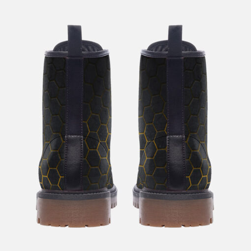 Hexagons Yellow Glow Trendy Leather Boots - Image 4