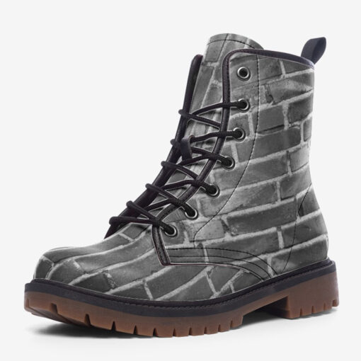 Gray Bricks Wall Trendy Leather Boots - Image 3