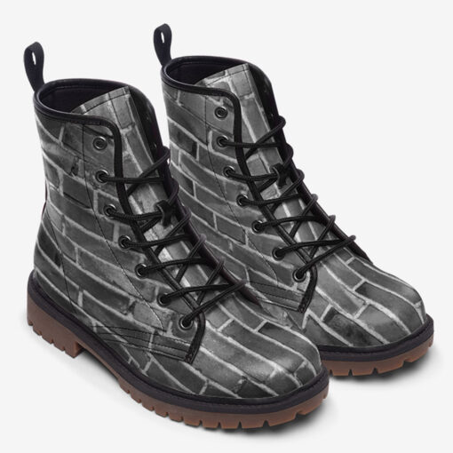 Gray Bricks Wall Trendy Leather Boots - Image 2