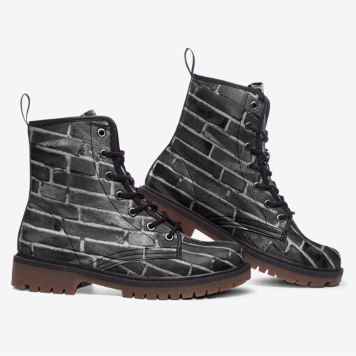 Gray Bricks Wall Trendy Leather Boots