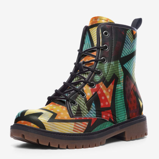 Cloth Geometric Trendy Leather Boots - Image 3