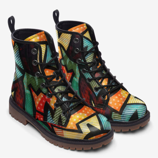 Cloth Geometric Trendy Leather Boots - Image 2