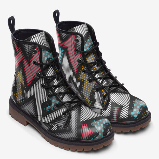 Cloth Grunge Geometric Trendy Leather Boots - Image 2