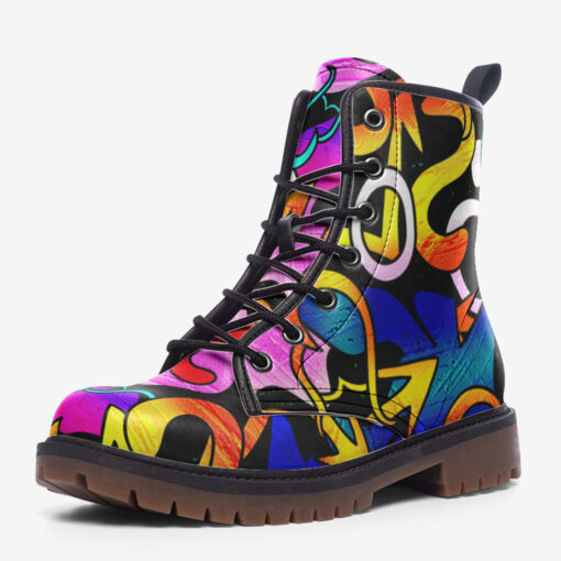 Bright Graffiti Trendy Leather Boots - Image 3