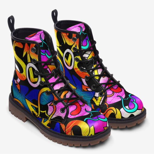 Bright Graffiti Trendy Leather Boots - Image 2