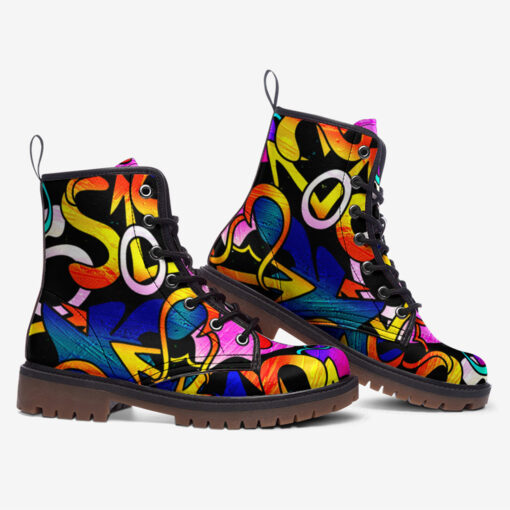 Bright Graffiti Trendy Leather Boots