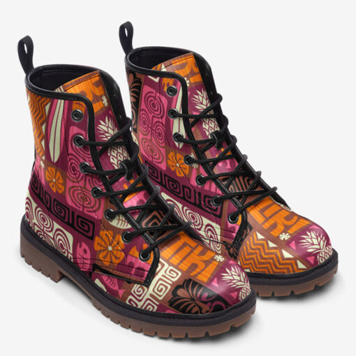 Exotic Tiki Scrapbook Trendy Leather Boots - Image 2