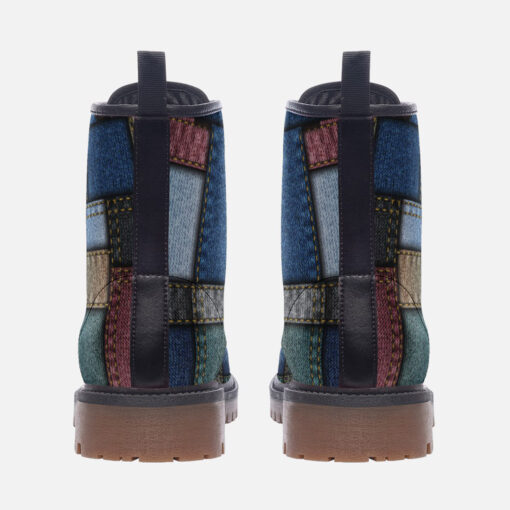 Denim Patchwork Trendy Leather Boots - Image 4