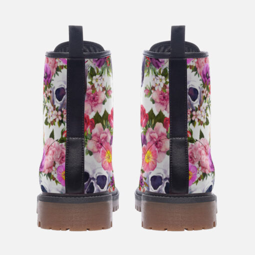 Watercolor Skulls Roses Trendy Leather Boots - Image 4