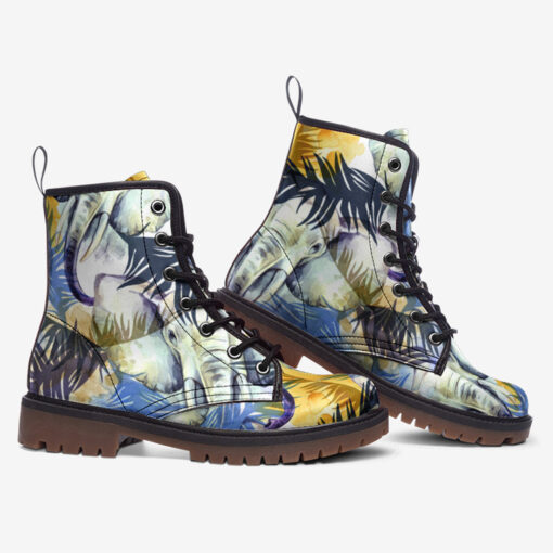 Elephants Exotic Tropical Trendy Leather Boots