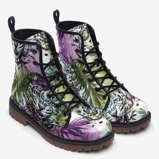 Leopards Exotic Tropical Trendy Leather Boots - Image 2