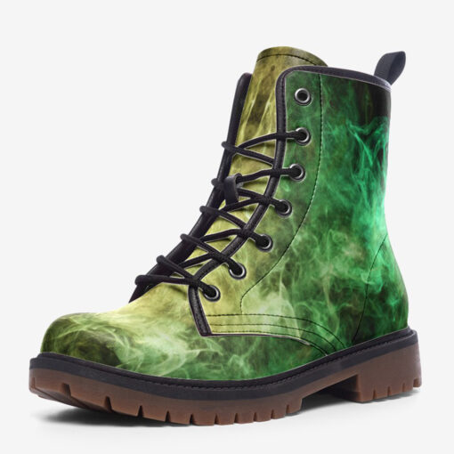 Yellow Green Cloud Smoke Trendy Leather Boots - Image 3