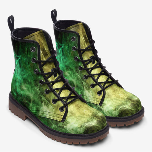 Yellow Green Cloud Smoke Trendy Leather Boots - Image 2