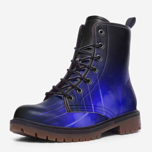 Blue Yellow Smoke Neon Light Trendy Leather Boots - Image 3