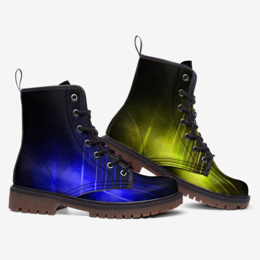 Blue Yellow Smoke Neon Light Trendy Leather Boots