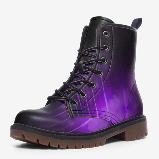 Violet Orange Smoke Neon Light Trendy Leather Boots - Image 3