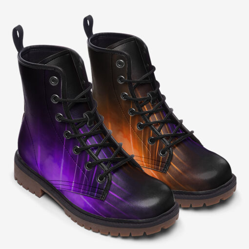 Violet Orange Smoke Neon Light Trendy Leather Boots - Image 2