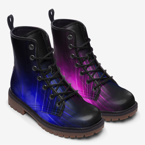 Blue Pink Smoke Neon Light Trendy Leather Boots - Image 2