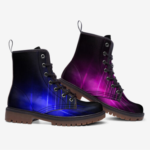 Blue Pink Smoke Neon Light Trendy Leather Boots