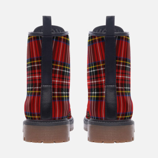 Classic Red Tartan Trendy Leather Boots - Image 4