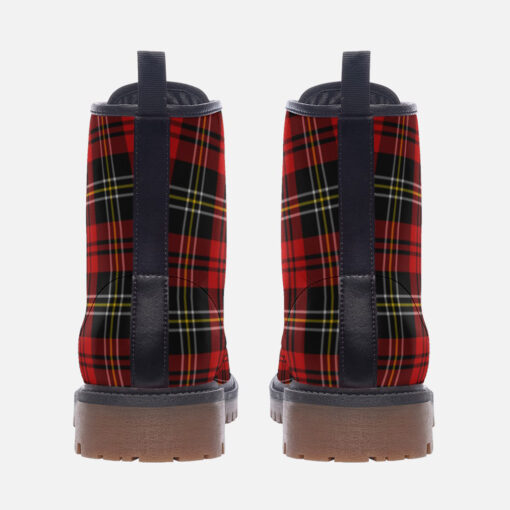 Classic Red Tartan Trendy Leather Boots - Image 4