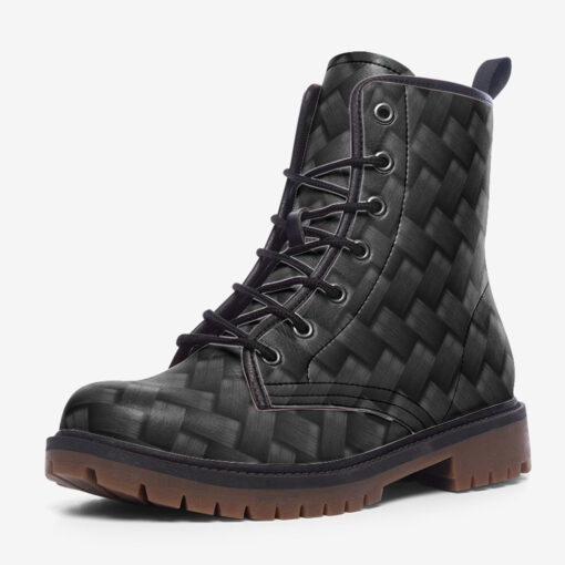 Carbon Fiber Texture Trendy Leather Boots - Image 3