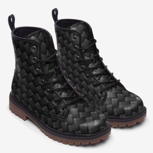 Carbon Fiber Texture Trendy Leather Boots - Image 2