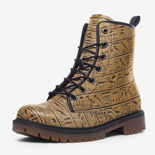 Egyptian Hieroglyphs Stone Trendy Leather Boots - Image 3