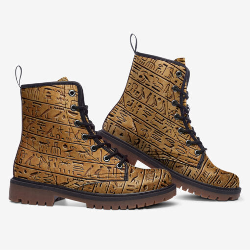 Egyptian Hieroglyphs Stone Trendy Leather Boots