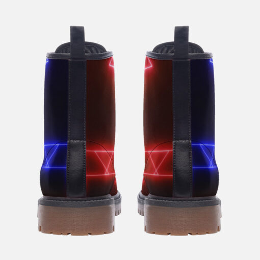 Red Blue Sci-Fi Neon Light Trendy Leather Boots - Image 4