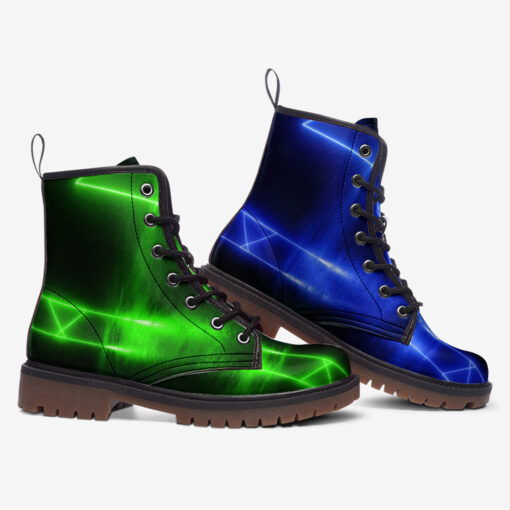 Blue Green Sci-Fi Neon Light Trendy Leather Boots