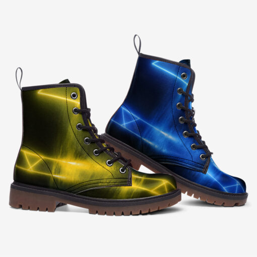 Yellow Blue Sci-Fi Neon Light Trendy Leather Boots