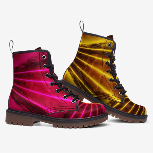 Red Yellow Futuristic Neon Trendy Leather Boots