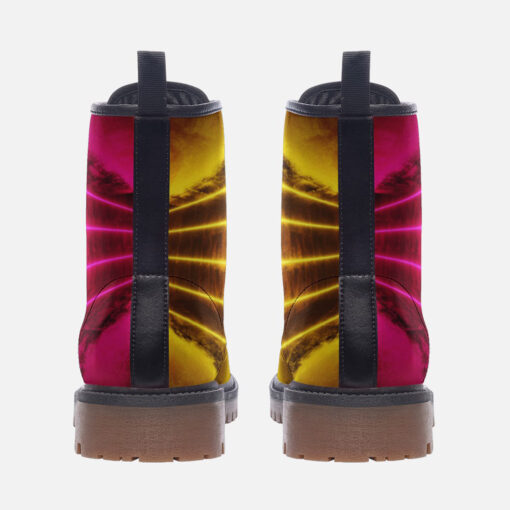 Red Yellow Futuristic Neon Trendy Leather Boots - Image 4