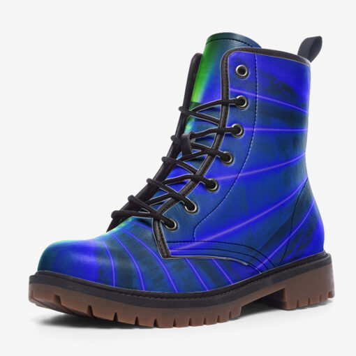 Green Blue Futuristic Neon Trendy Leather Boots - Image 3