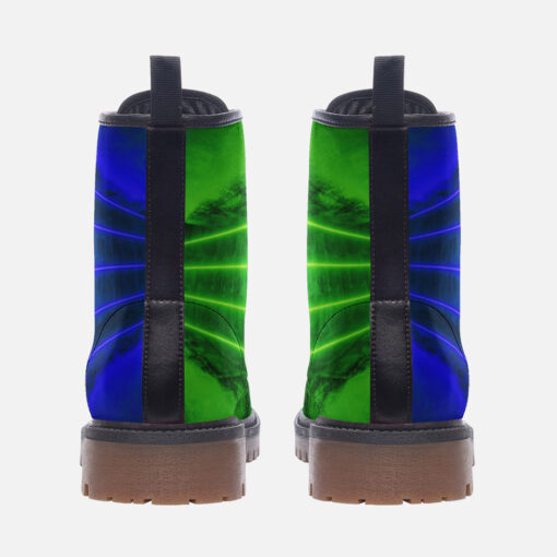 Green Blue Futuristic Neon Trendy Leather Boots - Image 4