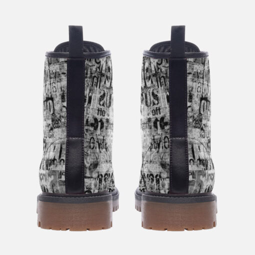 Grunge Vintage Newspaper Trendy Leather Boots - Image 4