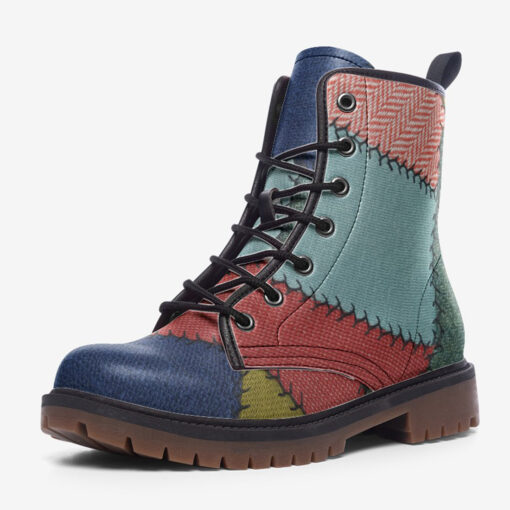 Patchwork Upholstery Trendy Leather Boots - Image 3