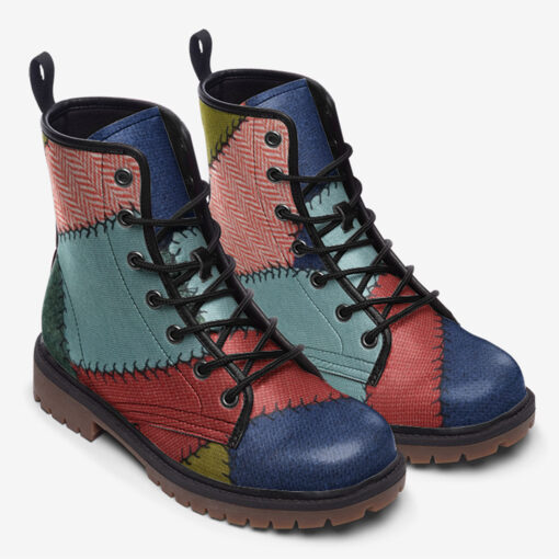 Patchwork Upholstery Trendy Leather Boots - Image 2