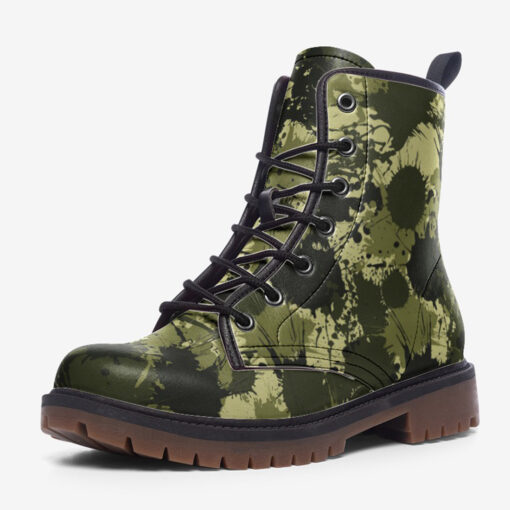 Ink Paint Splashes Camouflage Trendy Leather Boots - Image 3