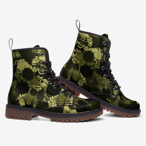 Ink Paint Splashes Camouflage Trendy Leather Boots