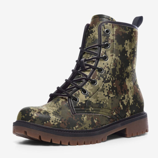 Digital Pixels Camouflage Trendy Leather Boots - Image 3