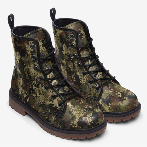 Digital Pixels Camouflage Trendy Leather Boots - Image 2