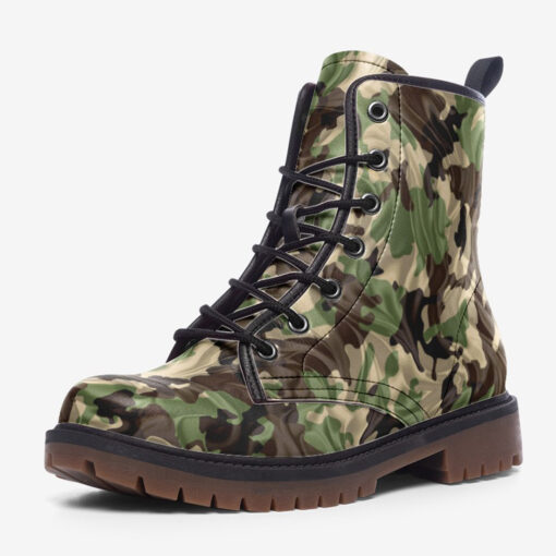 Crumpled Fabric Folds Camouflage Trendy Leather Boots - Image 3