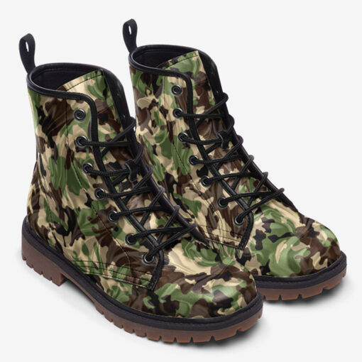 Crumpled Fabric Folds Camouflage Trendy Leather Boots - Image 2